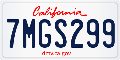 CA license plate 7MGS299