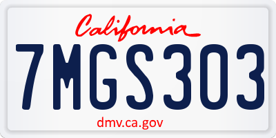 CA license plate 7MGS303
