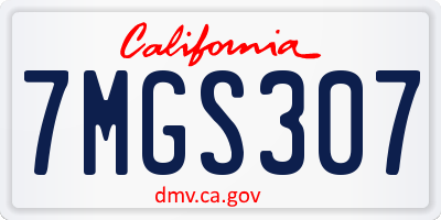CA license plate 7MGS307
