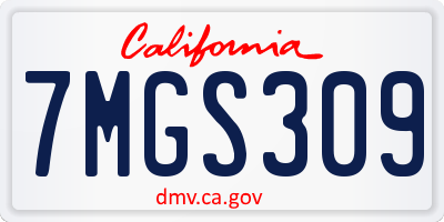 CA license plate 7MGS309
