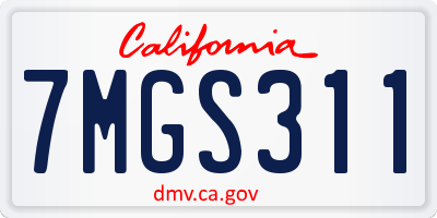 CA license plate 7MGS311