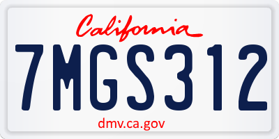 CA license plate 7MGS312