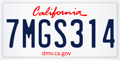 CA license plate 7MGS314