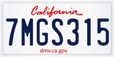 CA license plate 7MGS315