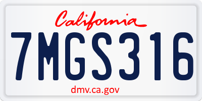 CA license plate 7MGS316