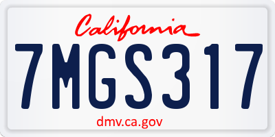 CA license plate 7MGS317
