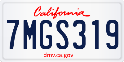 CA license plate 7MGS319