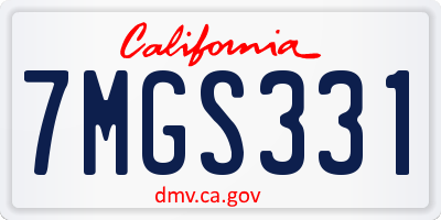 CA license plate 7MGS331