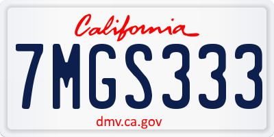 CA license plate 7MGS333