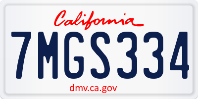 CA license plate 7MGS334