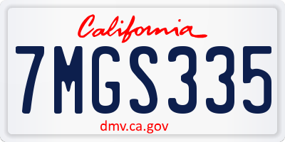 CA license plate 7MGS335