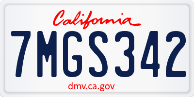 CA license plate 7MGS342