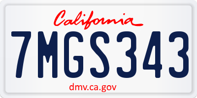 CA license plate 7MGS343
