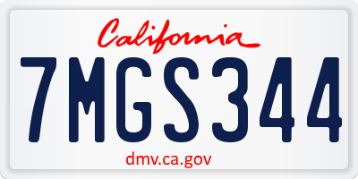 CA license plate 7MGS344