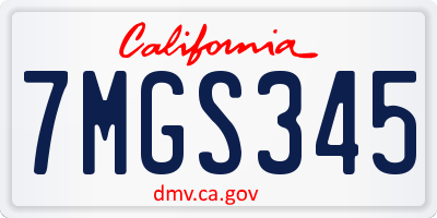 CA license plate 7MGS345