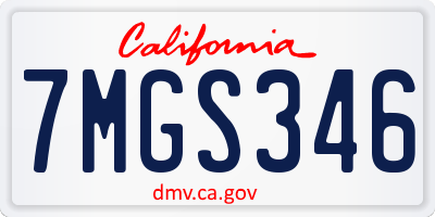 CA license plate 7MGS346
