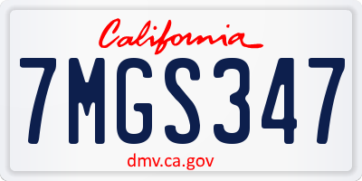 CA license plate 7MGS347