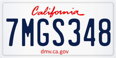 CA license plate 7MGS348