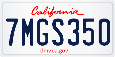 CA license plate 7MGS350