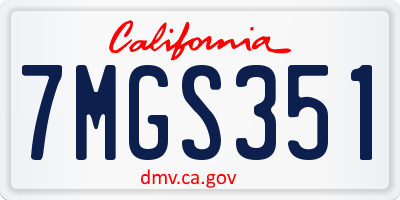 CA license plate 7MGS351