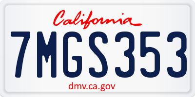 CA license plate 7MGS353