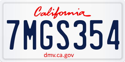 CA license plate 7MGS354