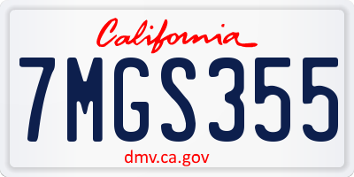 CA license plate 7MGS355