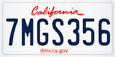 CA license plate 7MGS356
