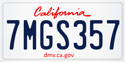 CA license plate 7MGS357