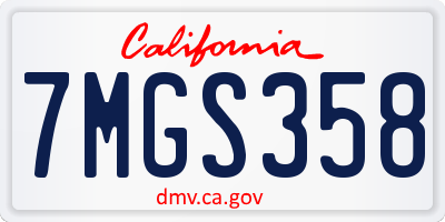 CA license plate 7MGS358