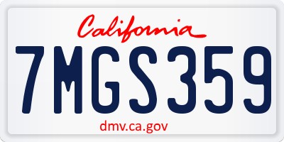 CA license plate 7MGS359