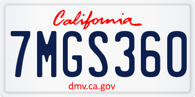 CA license plate 7MGS360