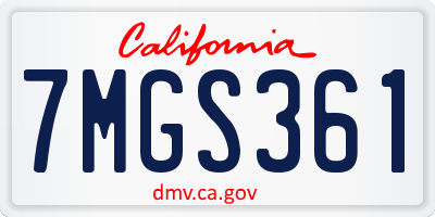 CA license plate 7MGS361