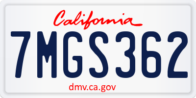 CA license plate 7MGS362
