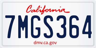 CA license plate 7MGS364