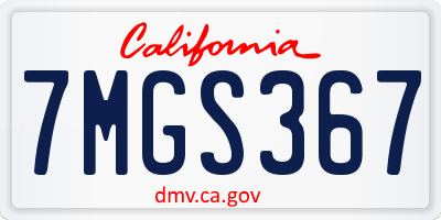 CA license plate 7MGS367