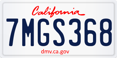 CA license plate 7MGS368