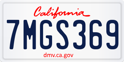 CA license plate 7MGS369