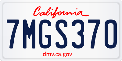 CA license plate 7MGS370
