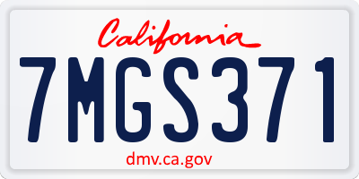 CA license plate 7MGS371