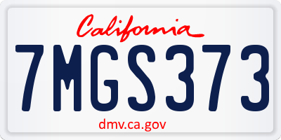 CA license plate 7MGS373