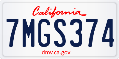 CA license plate 7MGS374
