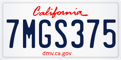 CA license plate 7MGS375