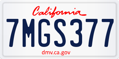 CA license plate 7MGS377