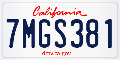 CA license plate 7MGS381