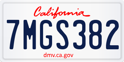 CA license plate 7MGS382