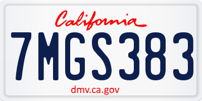 CA license plate 7MGS383