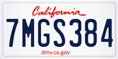 CA license plate 7MGS384