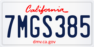 CA license plate 7MGS385