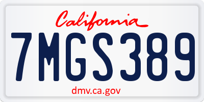 CA license plate 7MGS389